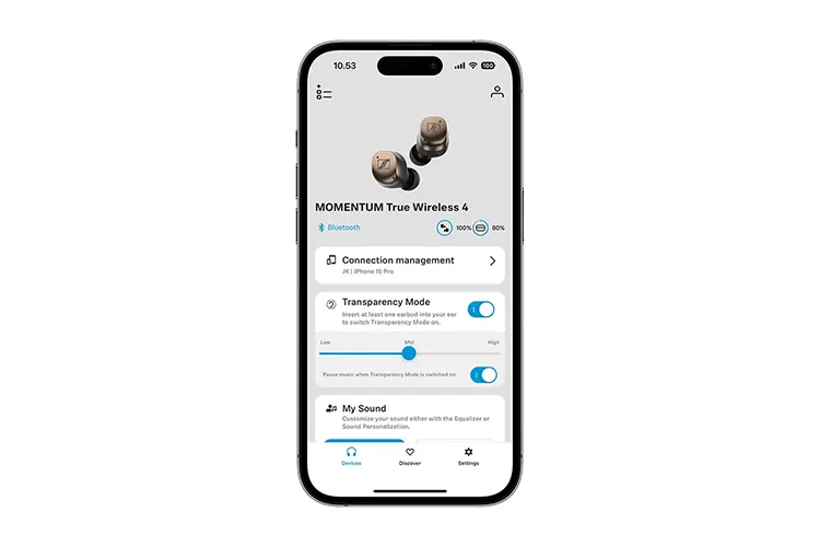 Sennheiser MOMENTUM True Wireless 4 Smart Control app